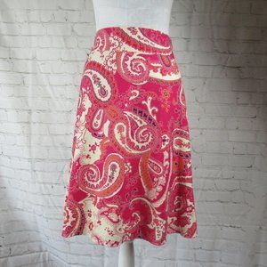 Liz Claiborne Linen A-Line Skirt | Paisley Pink/Or